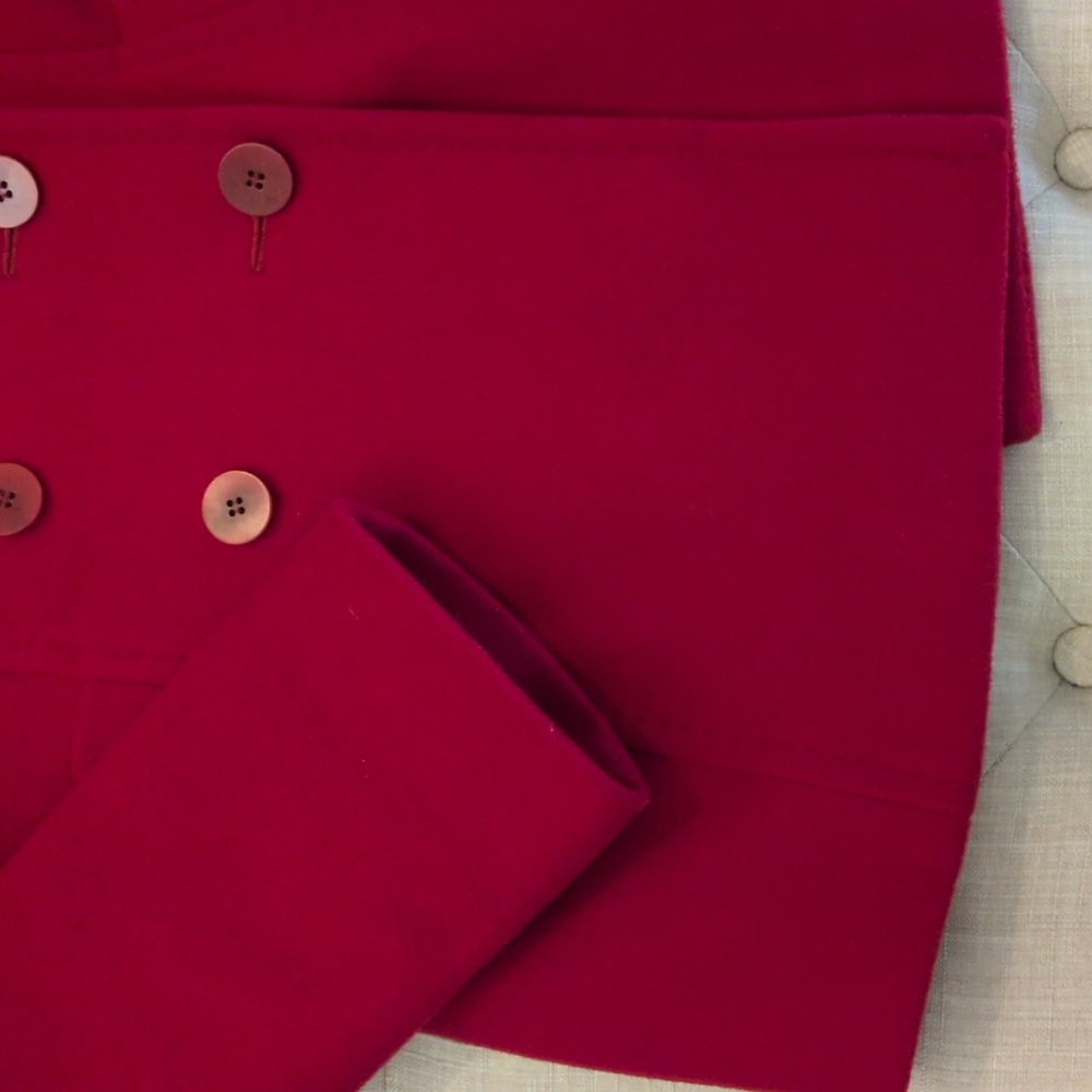 Fleurette Red Double-Breasted Pea Coat - Picture 12 of 13